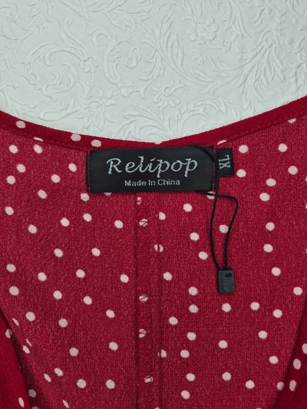 Relipop Womens XL Red White Polka Dot Ruffle Flutter Short Sleeve Wrap Dress - Picture 2 of 15